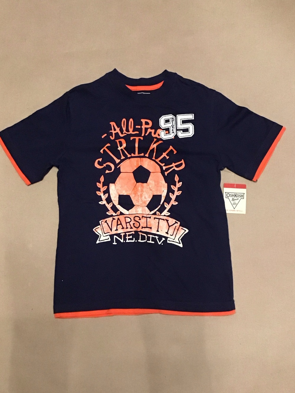 OshKosh B'gosh Navy Tee with Orange Soccer Graphic